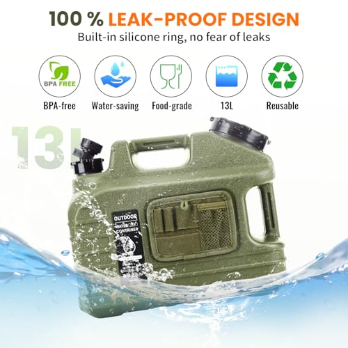 3.5 Gallon Camping Water Container with Spigot/Tool Bag, Camping Water Container BPA Free Water Storage with Spigot No Leakage Portable Emergency Water Tank,Multifunction Water Storage - Image 3