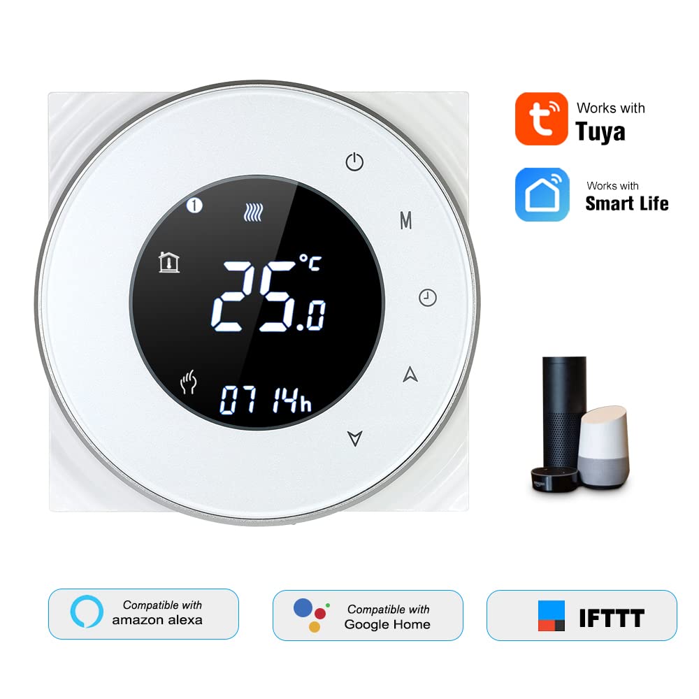 Decdeal Wi-FI Programmierbarer Raumthermostat, intelligent, kabellos, mit LCD-Touchscreen – Schwarz