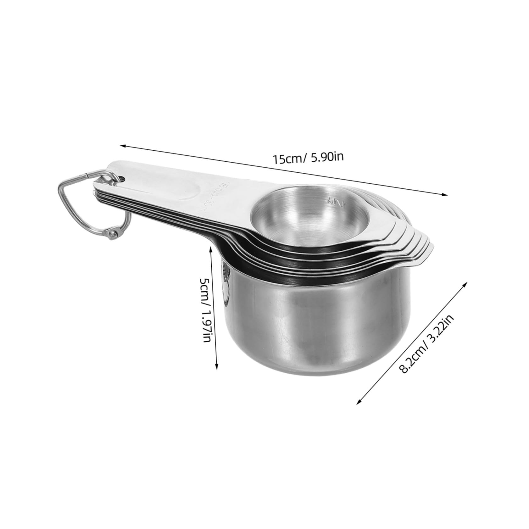 2 Sätze Edelstahl Messbecher und Messlöffel Set mit Komfortgriff und Aufhängeloch Präzise Küchenmesser für Trockene und Flüssige Zutaten zum Backen und Kochen
