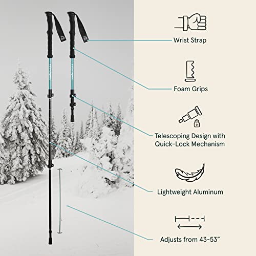 Image of Retrospec Drifter Snowshoes & Trekking Poles Bundle with Adjustable Bindings - Lightweight Aluminum Snow Shoes for Women & Men - All Terrain Hiking & Winter Sports