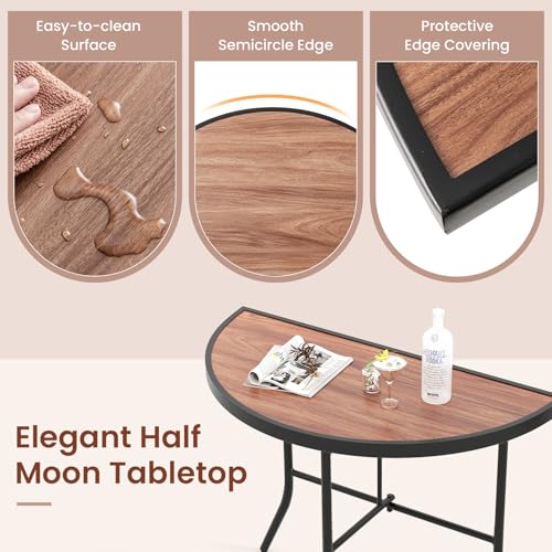 Image of Giantex Half Round Folding Table, Half Moon Dining Table with Heavy-Duty Metal Frame, Portable Space-Saving Semi-Circle Bistro Table for Banquet Event Patio Garden Entryway (1)