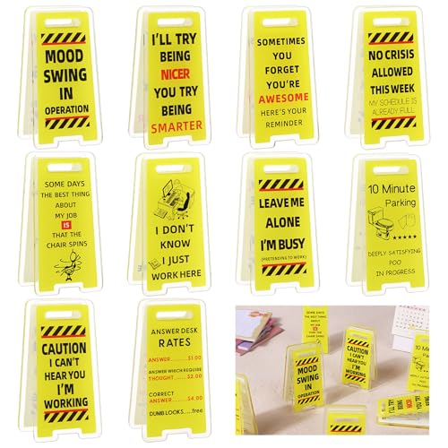 10 PCS Funny Office Desk Signs Decor Mini Acrylic Sticky Note Holder Clips