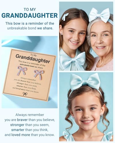 UPROMI Hypoallergenic Bow Earrings for Daughter/Granddaughter, Valentines Christmas Birthday Gifts for Girls4