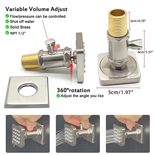 Thermostatic Brass Shower Faucet Set Complete Brushed Nickel Shower Jets System 16 Inch Ceiling Mount Rain Shower Mixer Combo With On/Off Body Jets And 3 Way Shower Valve Use All At The Same Time #TOP2