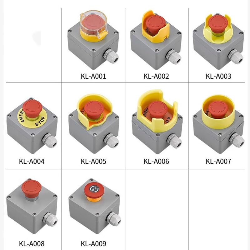 Emergency Stop Push Button Switch Control Box Elevator with Protection Cover Waterproof Enclosure 22mm Mounted(19)