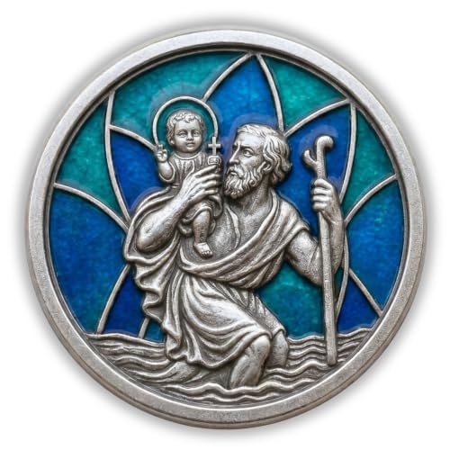 ELBKAISER Christophorus Auto-Magnet Emaille Blau | Plakette & Schutzengel