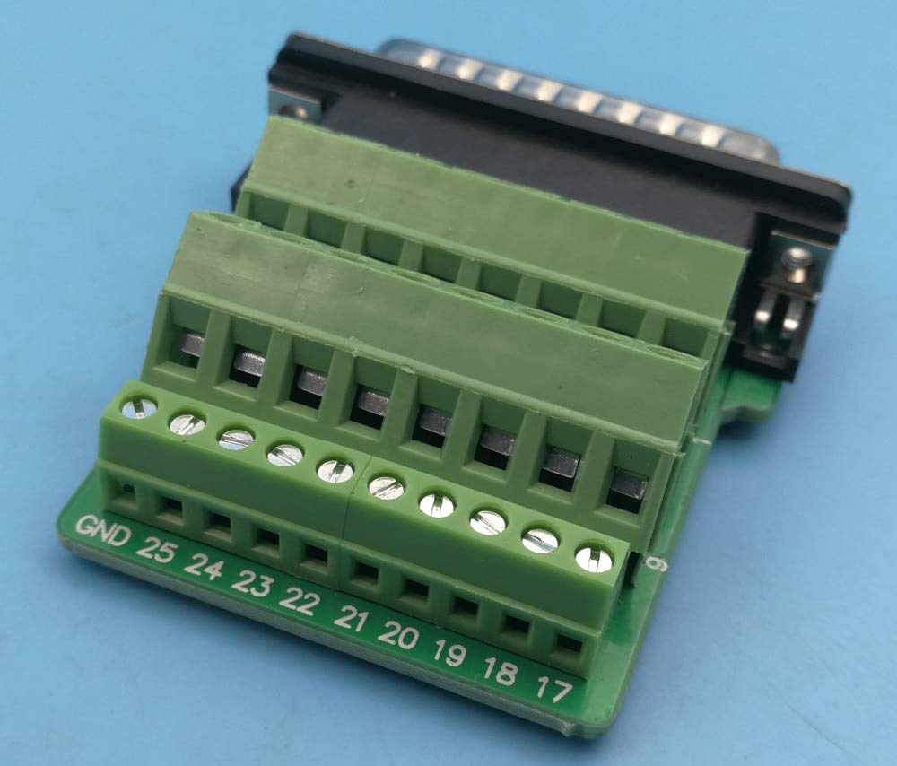 Davitu 10Pcs DB25 Male 25Pin D-Sub Connector Solderless Terminal Board Plastic Cover Screw