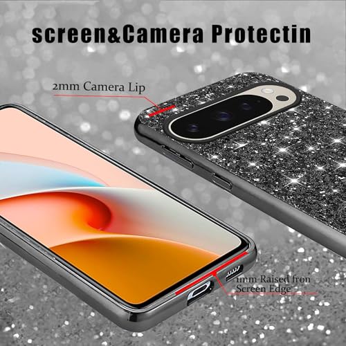 Coque Google Pixel 9 Pro XL paillettes noire antichoc silicone - 5