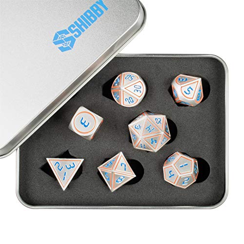 7 cubi in Metallo poliedrico per Giochi di Ruolo e da Tavolo in Ottica Digitale D1 incl. Box portaoggetti