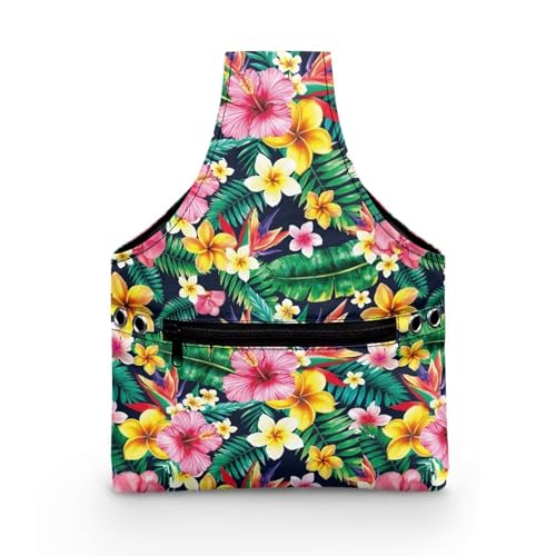 Image of ZUXONGSY Tropical Flower Yarn Bags for Knitting Hibiscus Plumeria Flower Yarn Storage Organizer for Crochet Portable Knitting Project Bag