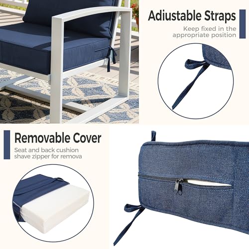 Image of Art Leon Patio Chair Cushions 22 x 24 Outdoor Seat Cushions 28D High Density Foam Patio Chair Cushion with Non-Slip Backing Waterproof Outdoor Seat Cushion for Patio Furniture Porch Swing Navy Blue