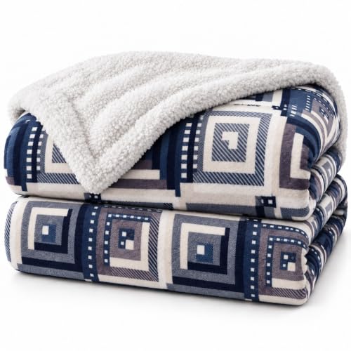 Image of BSB HOME Premium Flannel Fleece Blanket with Sherpa Reverse, 280 GSM Soft Plush Reversible Floral Blanket, Warm Cozy Winter Blanket for Bed, Sofa & Couch, 90 x 100 Inches (228 x 254 cm) - Teal Blue