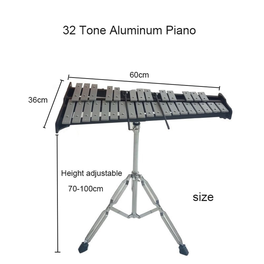 Xilófono Glockenspiel de 37 Notas con Marco de Madera, Barras de Aluminio, Instrumento Musical de percusión Educativo con Soporte Ajustable, mazos y Bolsa de Transporte.