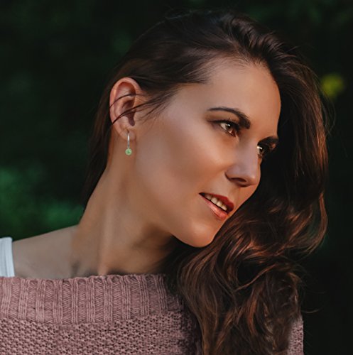 Sterling Silver Natural Green Jade Lever Back Drop Dangle Earring For Women #TOP2