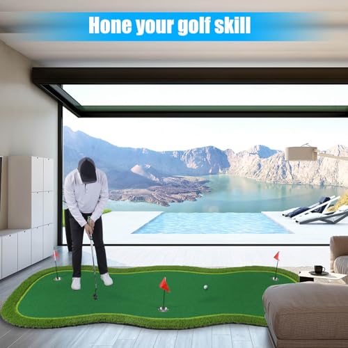 Golf Putting Green/Mat-Golf Training Mat- Professional Golf Practice Mat- Green Long Challenging Putter for Indoor/Outdoor