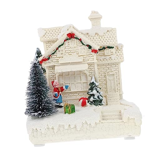 ERINGOGO Mini Christmas Trees Tiny Christmas Ornaments Luminous House Decor for Holiday Decor Resin House Ornament
