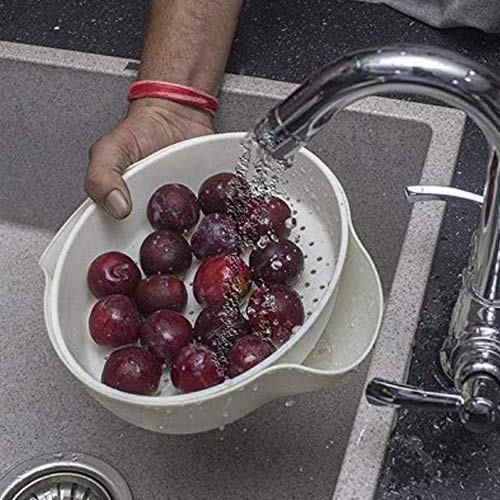 Klaxon Fruit Wash Basket Plastic Vegetable Fruit Drain Basket Rice Wash Sieve Washing Basket