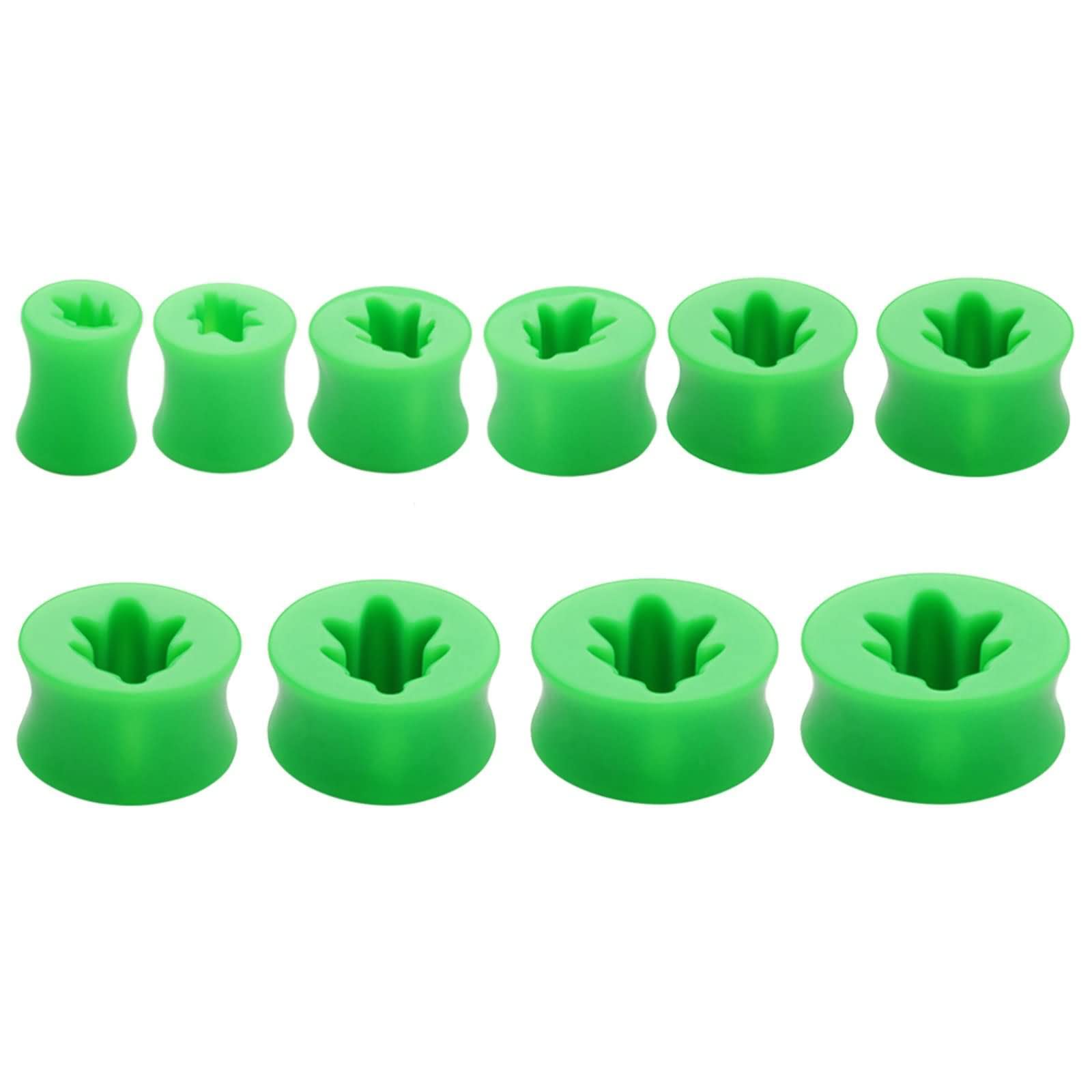 Daesar Ohrringe Tunnel 10-26MM, Ohr Plug Grün mit Baum Motiv Piercing Tunnel Acryl Ohr Expander Set
