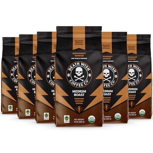 Image of Death Wish Coffee, Medium Roast Ground Coffee, 6 pack