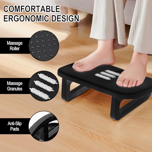 Miniatura 3 de Reposapies Ergonómico Para Oficina Y Hogar, Reposa Pies De Plástico Negro Con Función De Masaje, Ideal Para Escritorio Y Mesas De Juego, Antideslizante