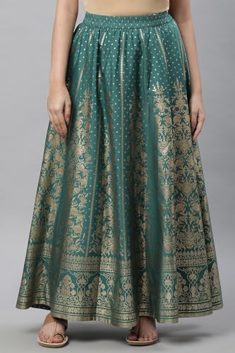 Image of Aurelia Women's Yellow Dori Emb & Zari & Sequins Viscose Blend Straight Kurta and Flared Skirt Set