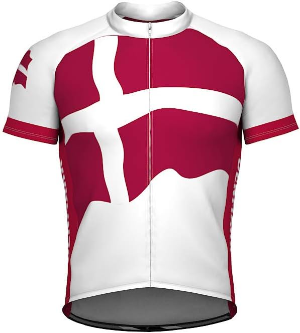 ScudoPro Denmark Emblem Full Zipper Bike Short Sleeve Cycling Jersey for Men