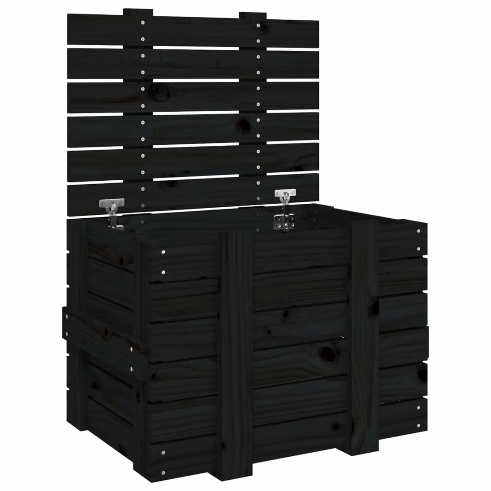 Tidyard Armario Bajo Armario de Almacenaje Armario Escobero Caja de almacenaje Madera Maciza de Pino Negra 58x40,5x42 cm,Armario de Exterior e Interior,Jardín y Terraza