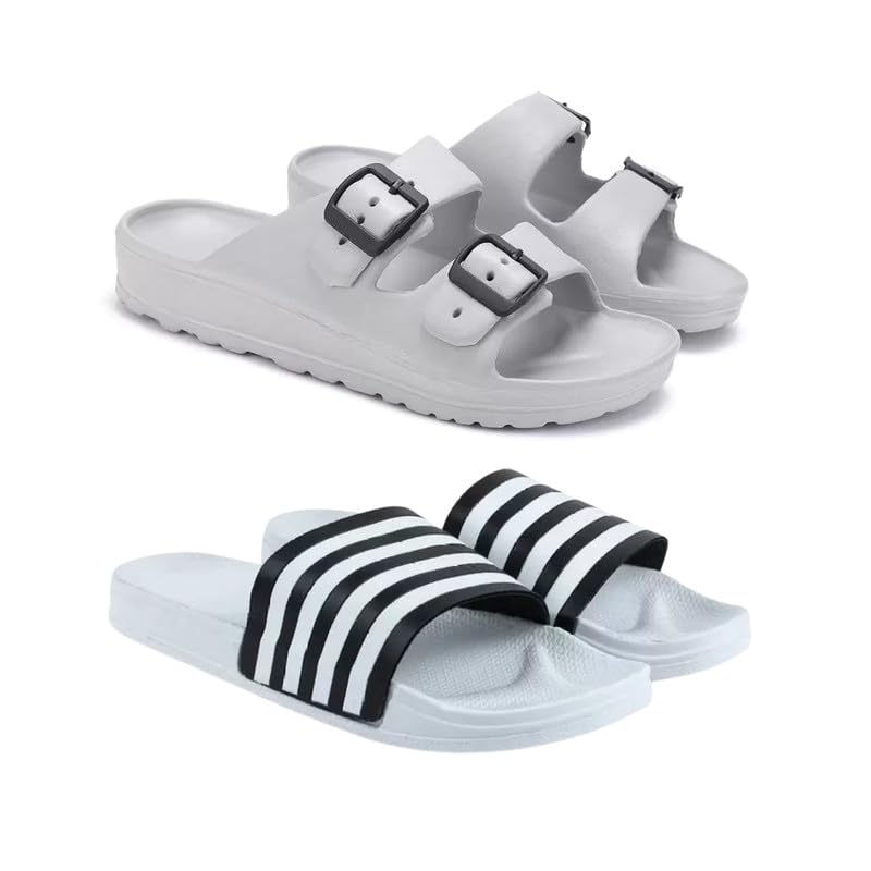 Men's Rover Lightweight Comfortable| Slides|Clogs| Sandals with Adjustable Back Strap for Men Combo-Combo(AC)-3114-3026-10 -P2-image-35