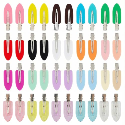 No Crease Hair Clips Makeup Pin Curl Clip Bulk 40Pcs Multicolor No Bend Dent Bang Creaseless Hair Clips for Makeup Application Bangs Hairpin Setting Pins Clip for Women Styling (Multicolor)