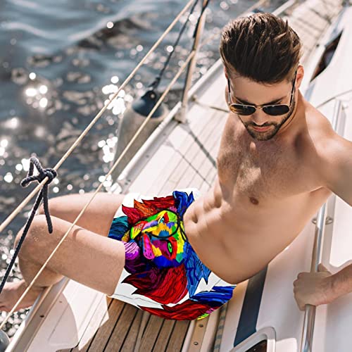 Short de bain homme imprimé lion multicolore confortable - 2