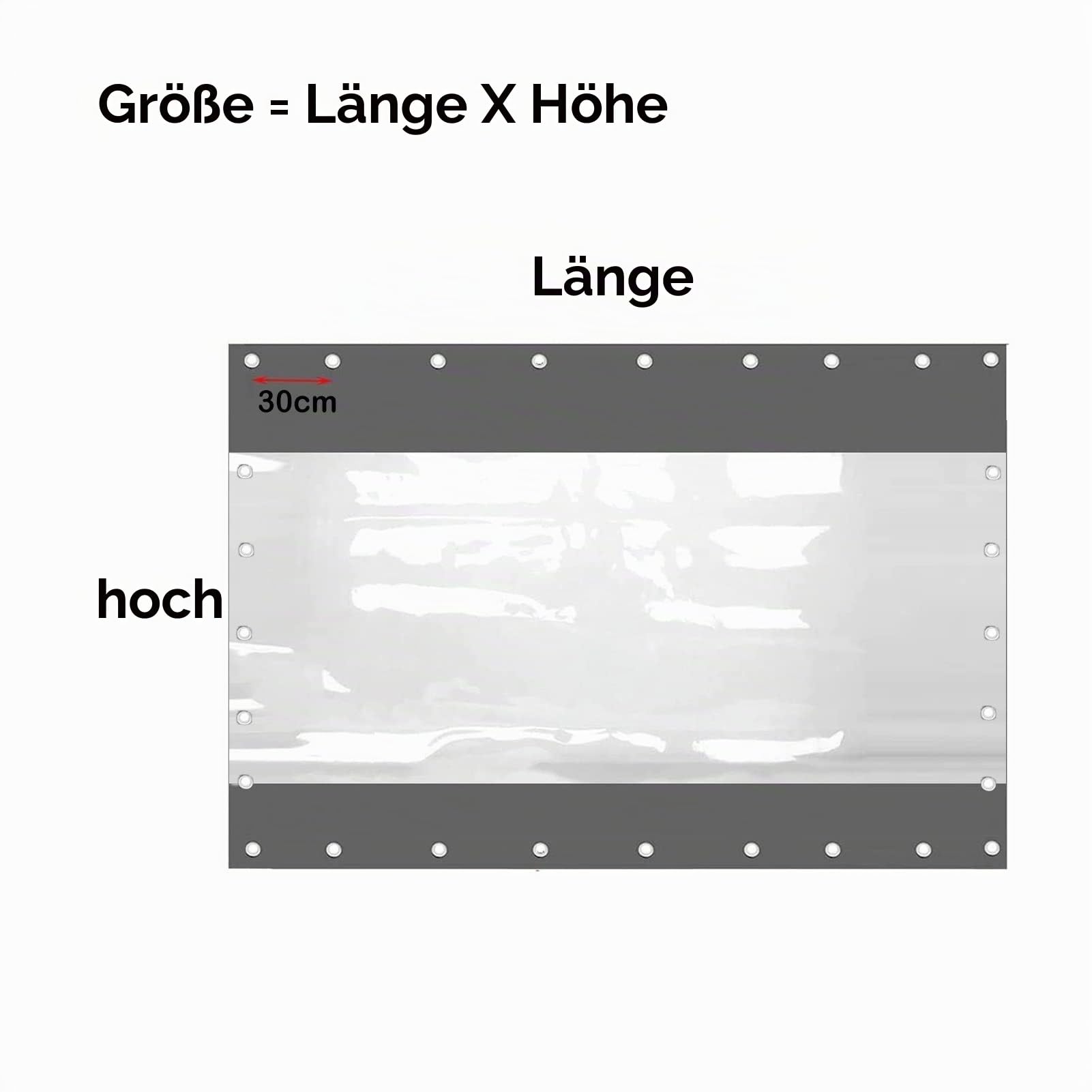 Outdoor Winter Wetterfeste Vorhänge Anpassbar Pergola Seitenteil transparent wasserdicht 0,5mm PVC mit Ösen für Pavillon, Terrasse, Deck (Farbe : Transparent+grau, Größe : 3x2m)