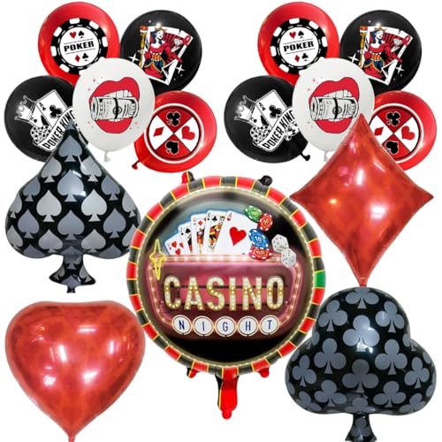 SANYUANHE 15 ballons de casino, décorations de fête de ballons sur le thème du casino, cartes à jouer ballons de joyeux anniversaire, événements de...