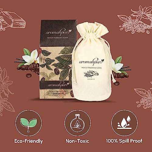 Image of Aromahpure Premium Car Perfume Fragrance Flakes -Dark Desire,`Coffee, Chocolate' Luxury Car Air Freshener made Organically with Essential Oil, Grains, and Flakes -50Gms, Smoke free your car for 30days
