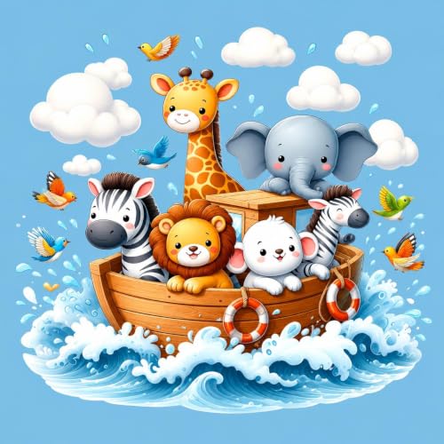 Image of RUMPS 7D Digital Printed Flat Bedsheet for Double Bed, King Size 90 x 100 Inches with 2 Pillow Covers, Soft & Premium Microfiber Fabric, Kids Animal Cartoon Design, Blue