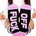 Fenta Socks Letter Print Fuck-off Pattern Casual Funny Sock Men Women Unisex by (Pink, One size)