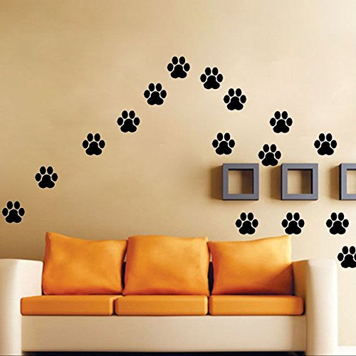 Bibitime 22 Walking Dog Paw Wall Sticker Prints Wall Decal Home Art Decor Bear Dogs Footprints Dish Room Sticker For Nursery Bedroom Kids Room #TOP5