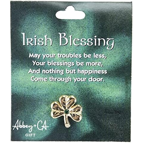 Cathedral Art (Abbey & CA Gift Shamrock Lapel Pin with Emerald Stone Carded, One Size, Goldtone Cover