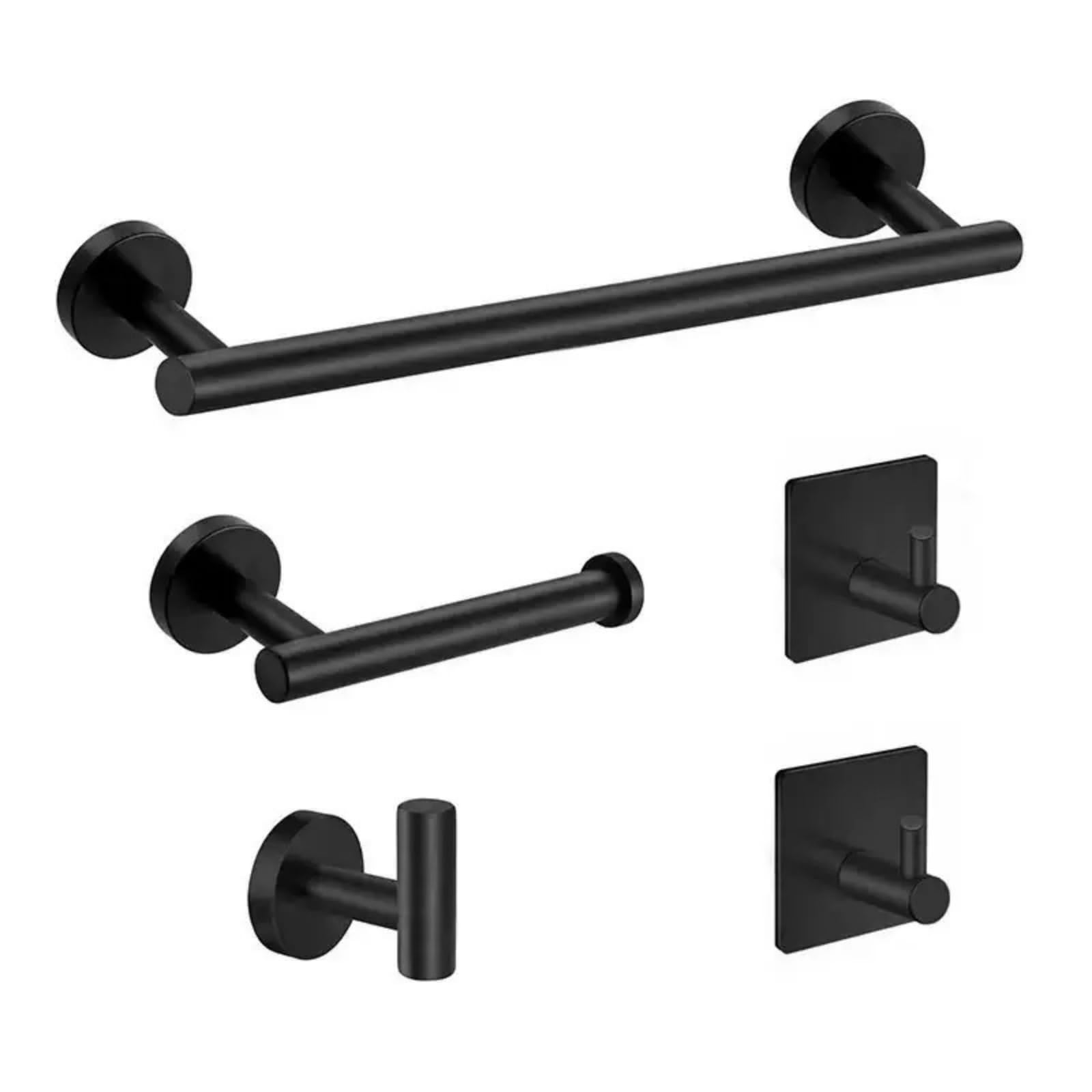 Porta Asciugamani Bagno, 5 Pezzi Set Porta Asciugamani，Acciaio Portarotolo e Gancio per Accappatoio,alloggiamenti di asciugamani per pareti di bagno montati