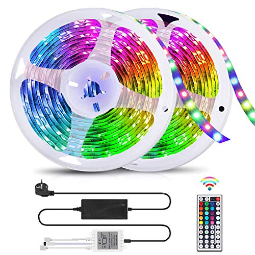 Tiras LED, Tiras de Luces LED 5050 RGB 10M Multicolor con Control Remoto, Impermeable IP65, Luces LED Decoracion para Hogar Habitación Cocina Bar Navidad Fiestas [Clase de eficiencia energética A+++]