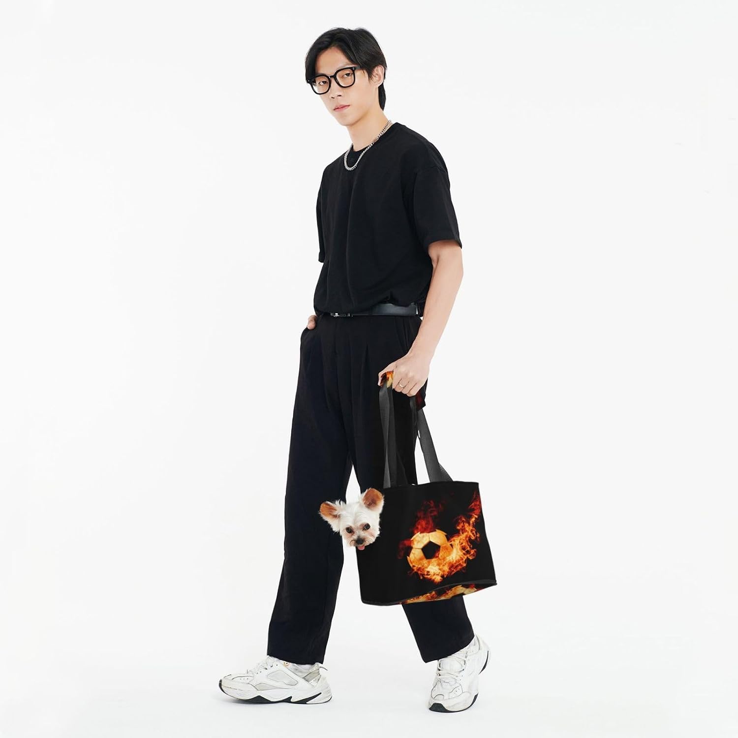 Fire Football Basketball Baseball Portable Pet Purse Carrier Sling, Hands-Free Travel Dog and Cat Carrier for Small Dogs and Cats