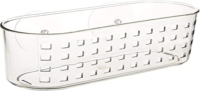 iDesign Shower Caddy Suction, Bathroom Storage Shel, Made of Durable Plastic with Vacuum Caps, No Drilling required