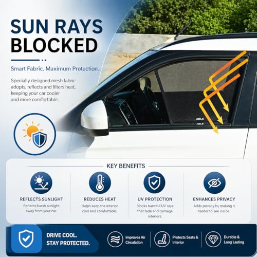 Image of Able Dotnet Half Car Magnetic Sun Shade Curtains for Chevrolet SAIL Set of 4 Pcs