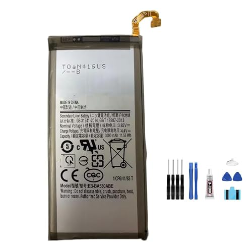 RUI XI compatible For Samsung Galaxy A8 2018 A530 SM-A530 A530F/N/ 3000mAh 3.85V LCD Display Touch Screen Digitizer Full Assembly Replacement battery EB-BA530ABE+Free Tools，For EB-BA530ABE battery