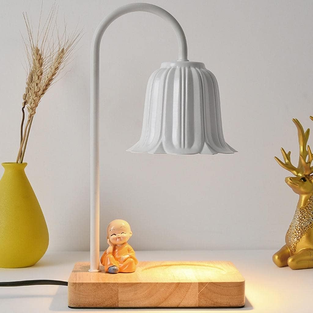 Scaldacandele for aromaterapia a forma di tronco con timer e design a forma di orchidea for bagno, soggiorno e ufficio lampada da scrivania(Wit)