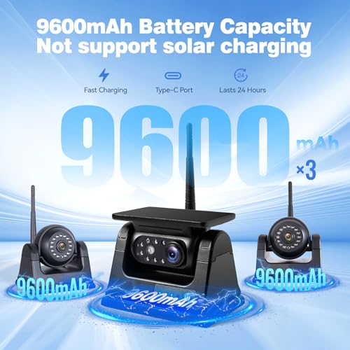 Image of 7 inch 3-Magnetic Wireless RV Backup Camera, HD1080P DVR Monitor, IP69 Waterproof & IR Night Vision 3x9600mAh Rechargeable Cameras, 2 Side Cameras & 1 Rear Camera for Trailer Truck Camper