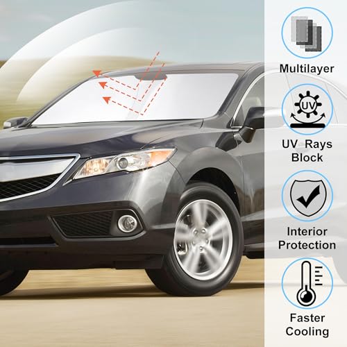Image of Windshield Sun Shade Custom Fit for 2013-2018 Acura RDX Accessories Foldable Window Sunshade Sun Blocker Protect Car from Sun Rays & Heat Damage Keeps Car Cooler