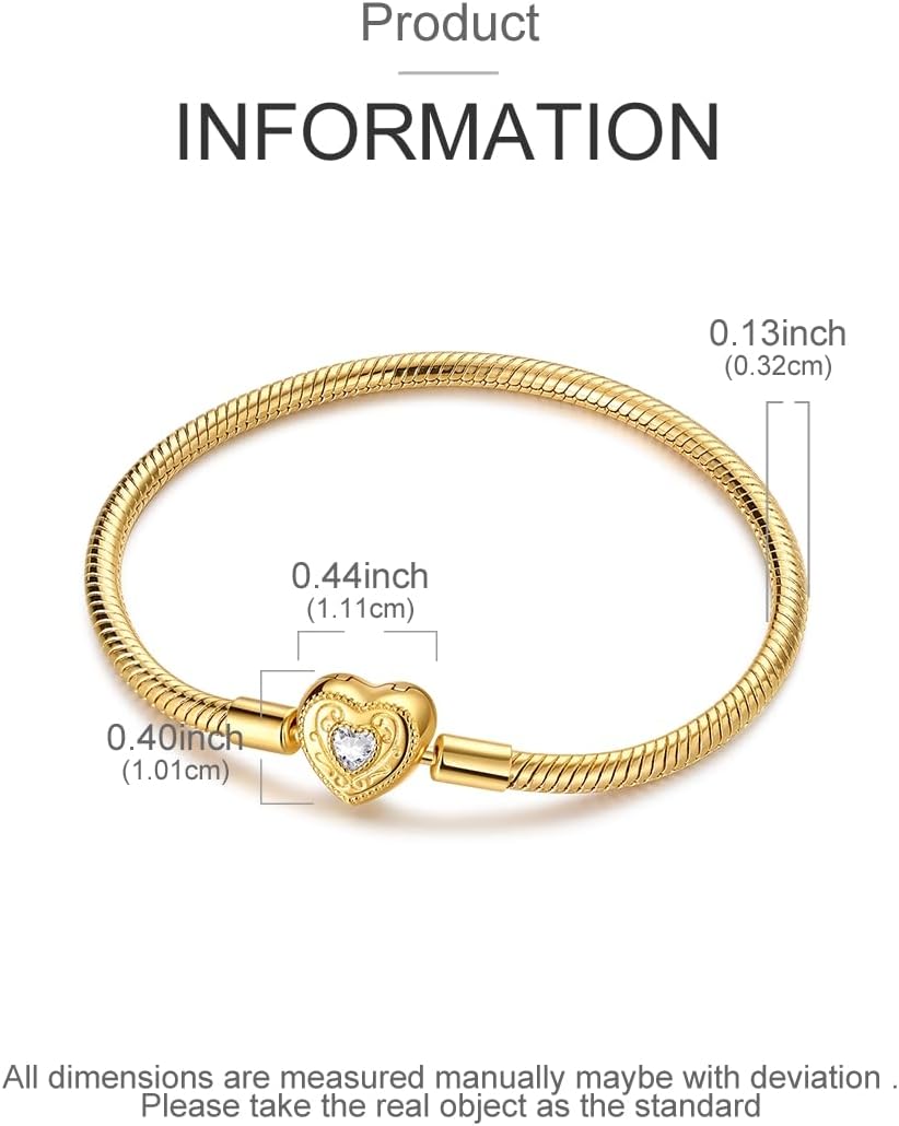 Gold Bracelets for Pandora Charms Golden Snake Chain Bracelets for Women