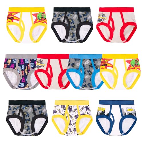 DC Comics Boys' Exclusive Batwheels 100% Cotton Briefs with Batmobile, Redbird & Battruck, 2/3t & 4t2