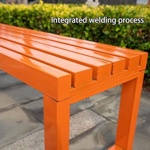 Banc de jardin résistant aux intempéries orange en métal de 100cm - 7