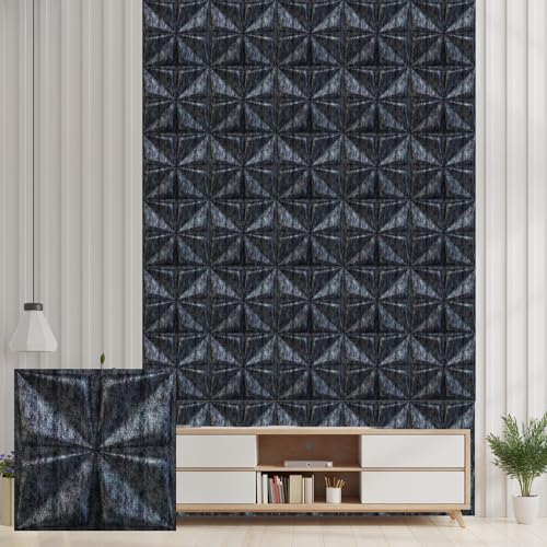 Image of Kayra Decor 3D PVC Wall Panel Bloom Design Thunder Black Color 19.7 inch x 19.7 inch (Pack of 40) - Covers 107.80 Sq. Ft.